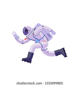 Astronaut running. Set of Astronaut man character vector design. Presentation in various action. Vector flat, cartoon clip art  illustration isolated of white background