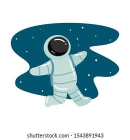 Astronaut Running With Star Sky Behind Vector Illustration