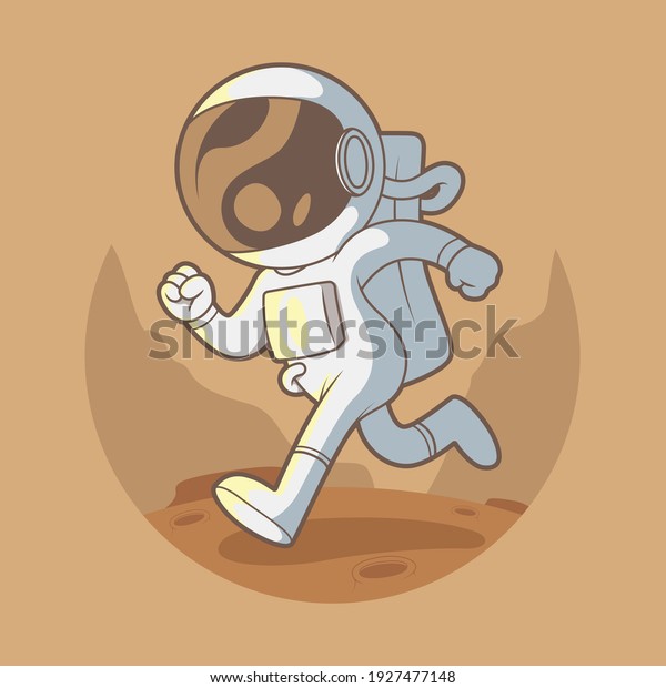 Astronaut Running vector illustration. Travel,\
exploration, space design\
concept.