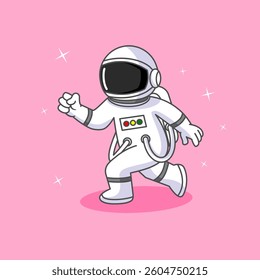 Astronaut Running OR Walking Pose in space Illustration Vector Cartoon Design