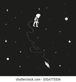 The astronaut sails in the open space. vector illustration.