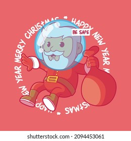 Astronaut Santa Claus Character vector illustration. Celebration, space, funny design concept.