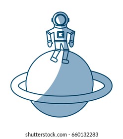 astronaut in saturn comic character icon