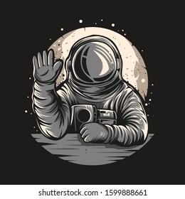 astronaut say hello vector illustration