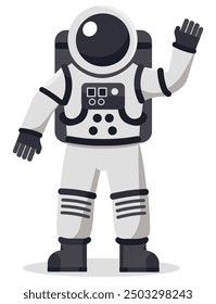 Astronaut Saying Hi Flat Vector Illustration