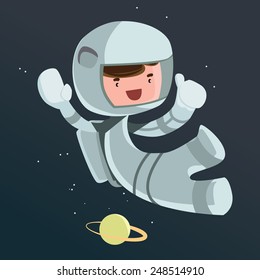 Astronaut scientist in space vector illustration cartoon character