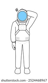 Astronaut scratching his head in distress, Vector Illustration
