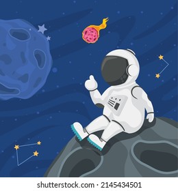 astronaut seated in meteorite scene