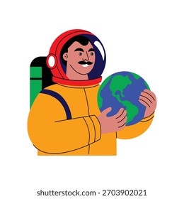 Astronaut See Planet Flat Vector Illustration EPS 10 File