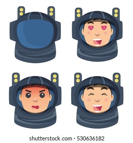 astronaut set of emotions in a flat style