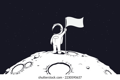 Astronaut setzte die Flagge auf dem Mond