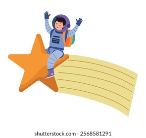 astronaut and shooting star isolated