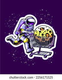 "Astronaut shopping" vector illustration design.
The design is suitable for use on t-shirts and posters