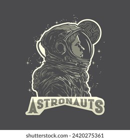 astronaut side view vector illustration