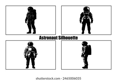 Astronauta Silueta Colección de Vector negro, Astronauta Silueta en trajes espaciales, Spaceman Silueta.