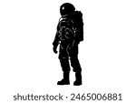 Astronaut Silhouette Black Vector Illustration, Astronaut Silhouette in spacesuits, Spaceman Silhouette.