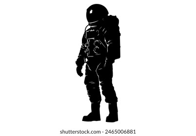 Astronaut Silhouette Black Vector Illustration, Astronaut Silhouette in spacesuits, Spaceman Silhouette.