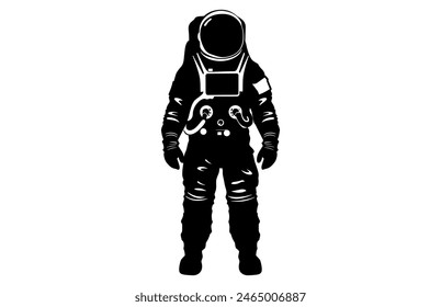 Astronaut Silhouette Black Vector Illustration, Astronaut Silhouette in spacesuits, Spaceman Silhouette.