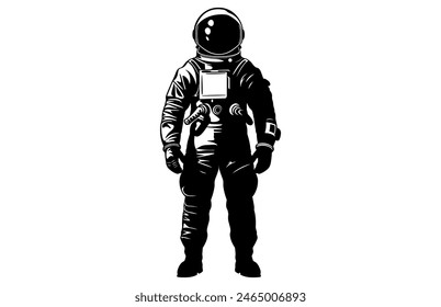 Astronaut Silhouette Black Vector Illustration, Astronaut Silhouette in spacesuits, Spaceman Silhouette.