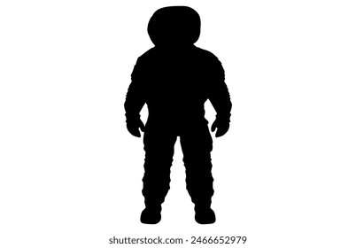 Astronaut Silhouette Black Vector Illustration, Astronaut Silhouette in spacesuits, Spaceman Silhouette.