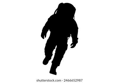 Astronaut Silhouette Schwarze Vektorillustration, Astronaut Silhouette in Raumanzügen, Raumfahrer Silhouette.