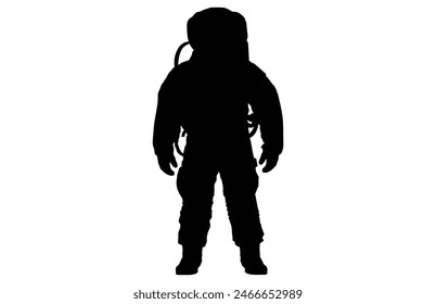 Astronaut Silhouette Black Vector Illustration, Astronaut Silhouette in spacesuits, Spaceman Silhouette.