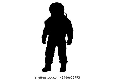 Astronaut Silhouette Black Vector Illustration, Astronaut Silhouette in spacesuits, Spaceman Silhouette.
