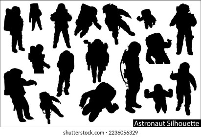 Astronaut Silhouette in spacesuits Bundle