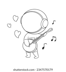Astronaut singing and playing guitar for coloring