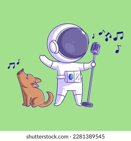 Astronaut sings with the dog