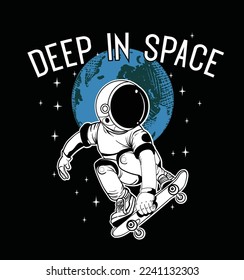 Astronaut sits on Moon and looks to Earth. Lonely spaceman.Vector illustration.t shirt graphic