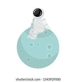 Astronaut sitting on planet surface vector illustration