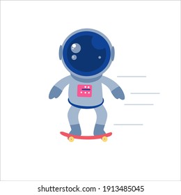 Astronaut With Skateboard Character Vector Template Design Illustration