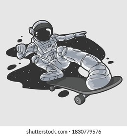Astronaut skateboard playing space, Premium Vector