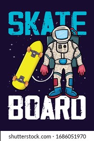 astronaut with skateboard stars graphic tee kids apparel