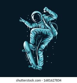 astronaut skateboarding on space vector illustration design