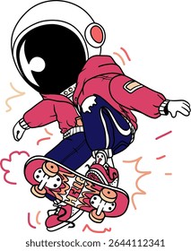 Astronaut skateboarding stylishly Vector illustration