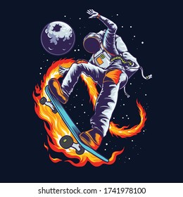 Astronaut Skateboarding this picture is very suitable for use in tshirts