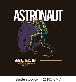 Astronautenskateboard für T-Shirt-Design