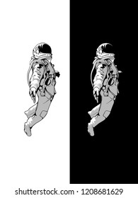 Astronaut Sketch In Illustrator Vector Art. Spaceman