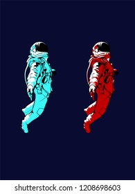 Astronaut sketch in illustrator vector art. Spaceman.