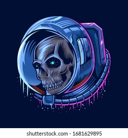 astronaut skull head vector illustration