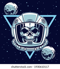 astronaut skull with planets poster