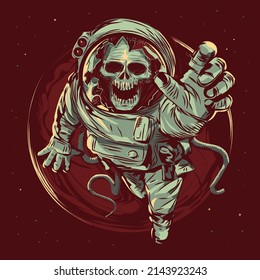 astronaut skull vintage horror poster lost in space galaxy voyager dead astronaut space