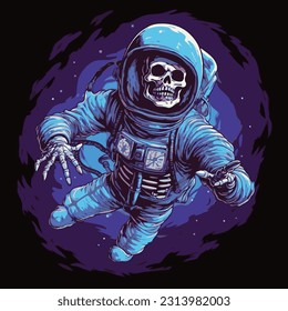 astronaut skull vintage horror poster lost in space galaxy voyager dead astronaut space