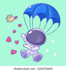 Astronaut is skydiving and spreading love