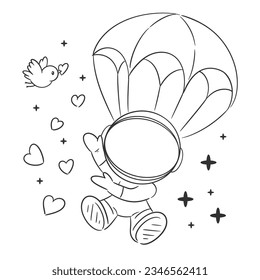 Astronaut is skydiving and spreading love for coloring