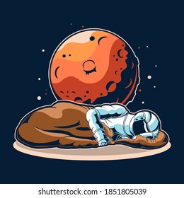 astronaut sleep on space vector illustration