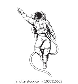 astronaut soaring in space comic style illustration