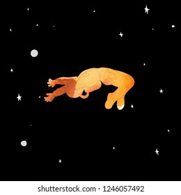 Astronaut soars. Against the background of the starry sky
